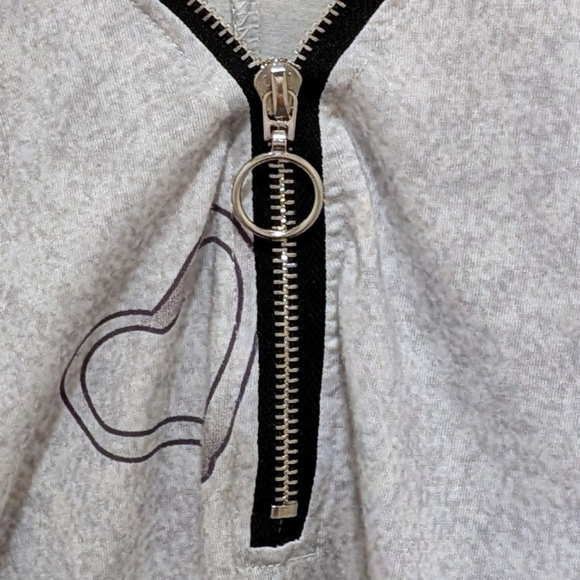 EUC Misslook 3X  Cotton Blend Grey Heart Print Zip Collar Tee - Picture 4 of 5